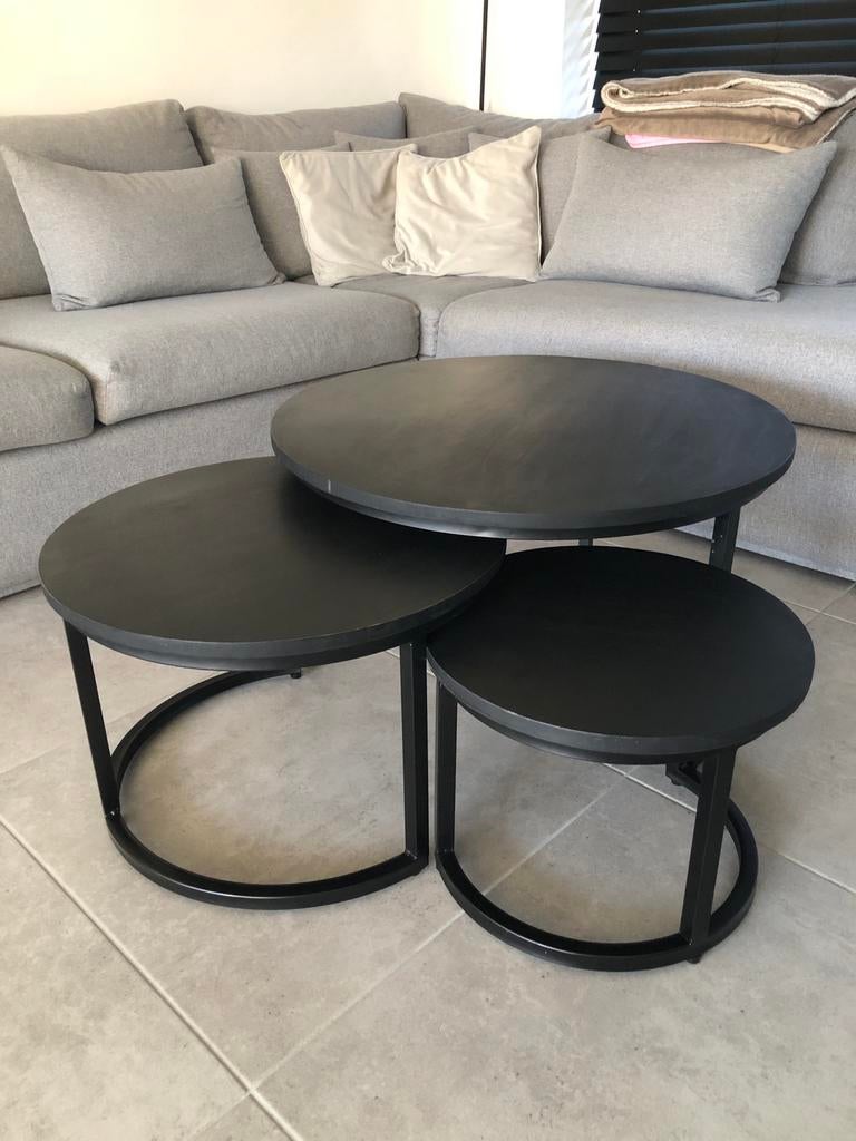 Set van 3 ronde salontafels, Huis en Inrichting, Ophalen, Gebruikt, Rond, Minder dan 50 cm