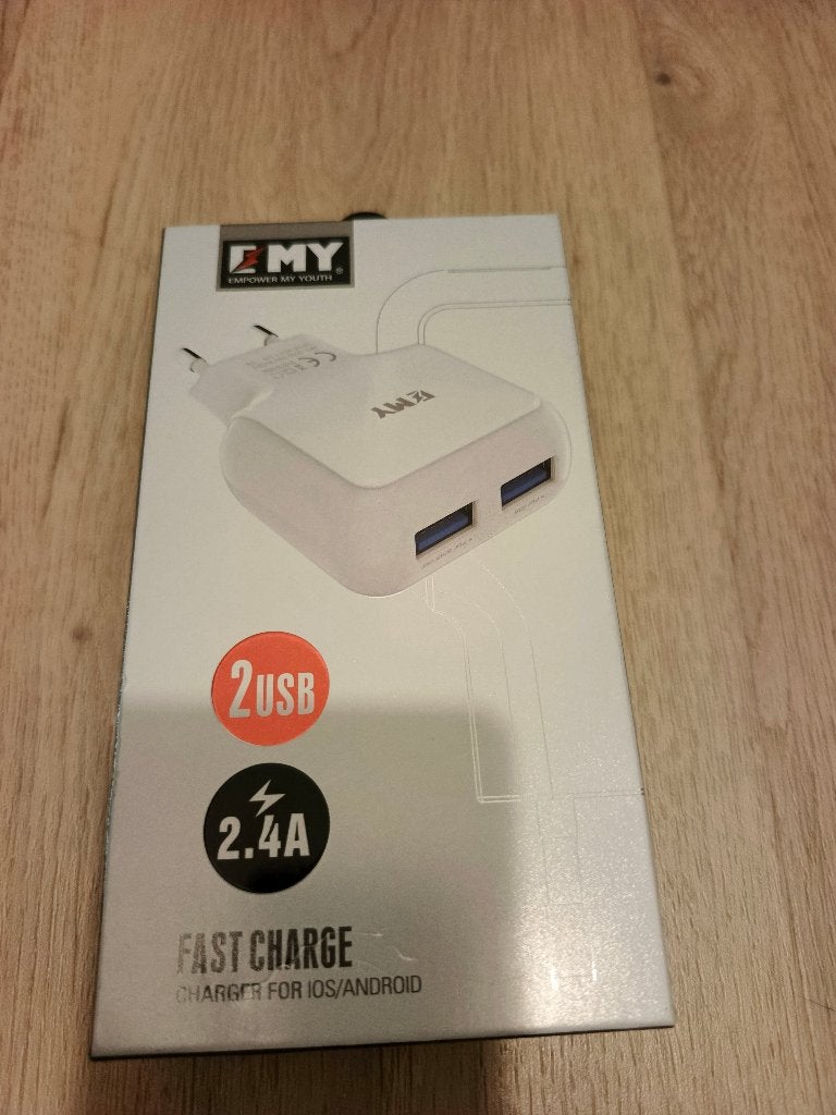Chargeur secteur EMY MY-220 2 ports USB 2,4 A neuf, Enlèvement, Neuf