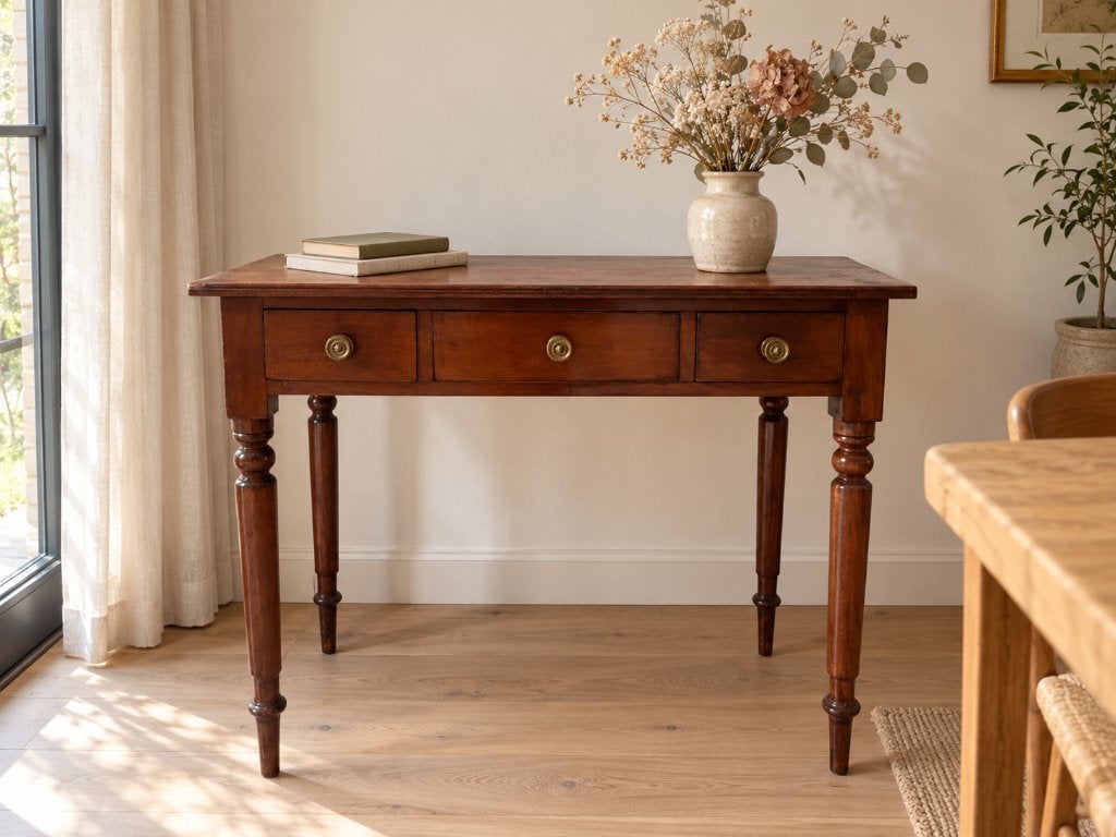 Mahonie sidetable in Louis-Philippestijl met 2 laden, Ophalen, Gebruikt, 50 tot 100 cm, Louis-Philippestijl