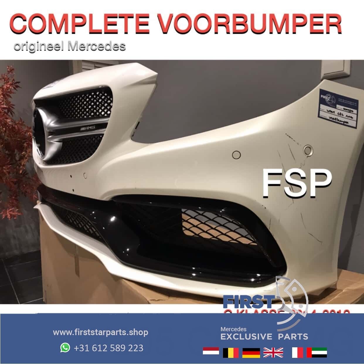 W205 S205 C63 AMG VOORBUMPER Mercedes C Klasse WIT COMPLEET, Utilisé, -, Avant, -