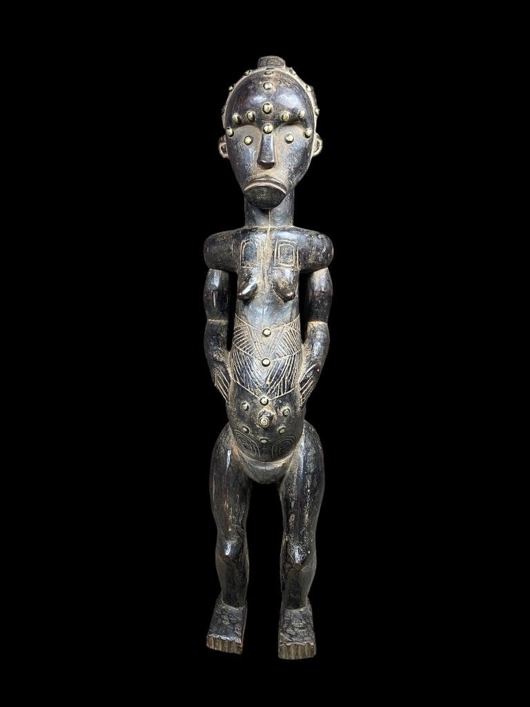 Statue relique - Croc - Gabon 75cm, Afrique, Bois, Noir, 75 cm