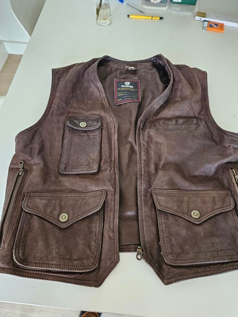 leren gilet scania bruin, Ophalen of Verzenden