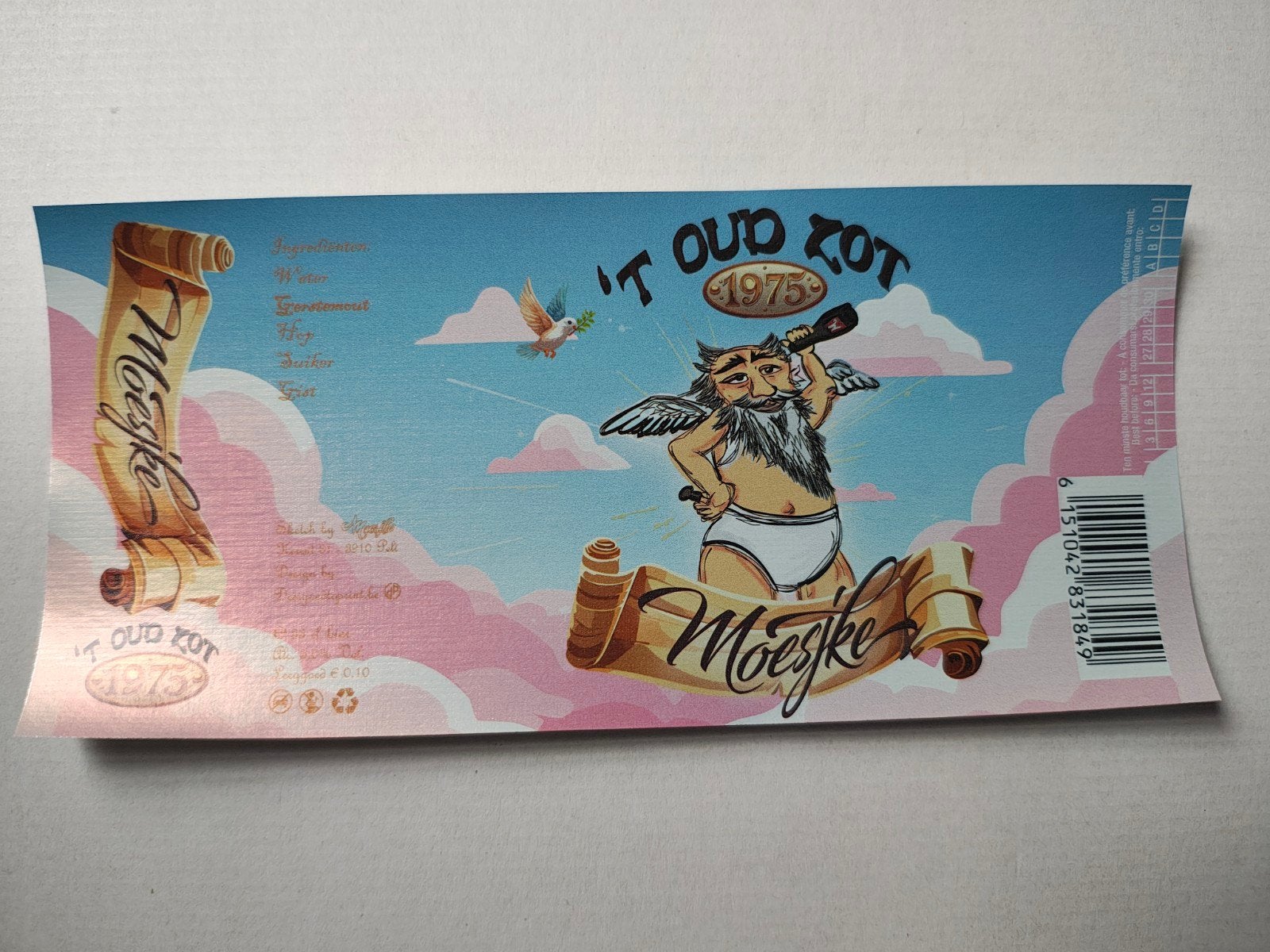 Étiquette de bière : Moesjke't Oud Zot, Enlèvement ou Envoi, Neuf, Autres marques