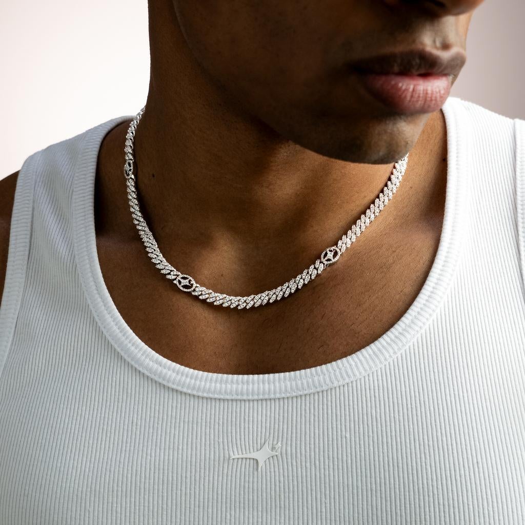 925 zilver verguld Iced Cuban link heren ketting 5 mm nieuw, Ophalen of Verzenden, Nieuw, Zilver, Verstelbaar