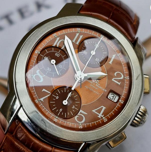 Baume et Mercier horloge Capeland 39mm bruin automaat, Ophalen of Verzenden, Zo goed als nieuw