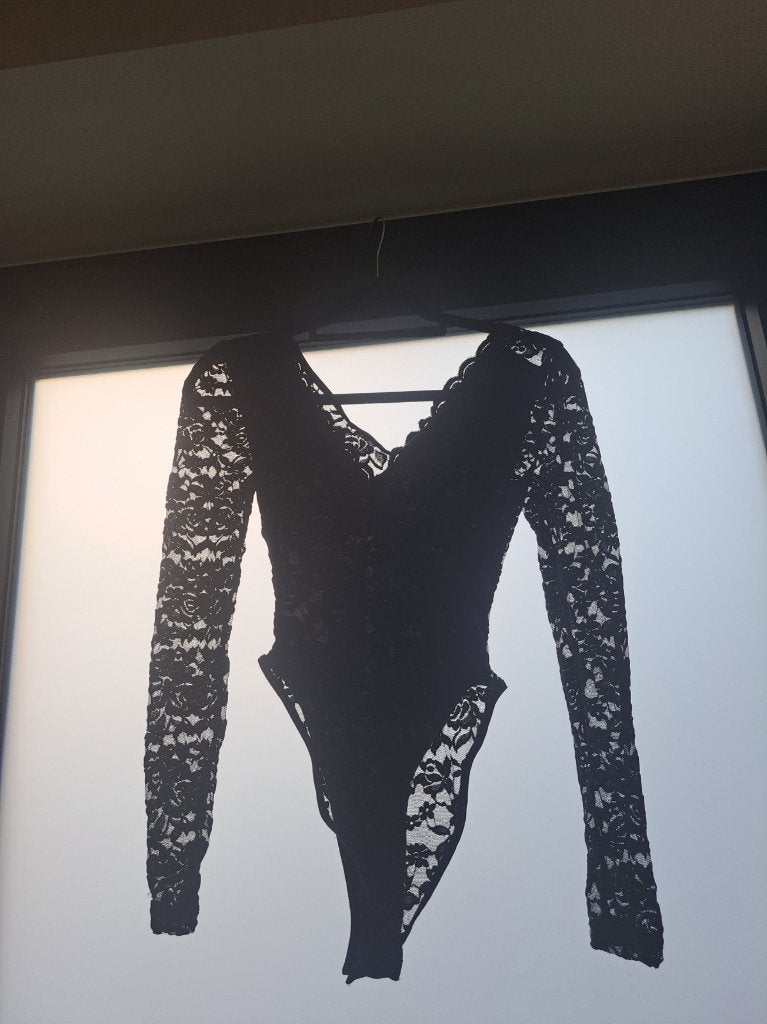 Zwarte body met lange mouwen, maat S, Kleding | Dames, Ondergoed en Lingerie, Geen, Ophalen, Zwart, Body of Korset