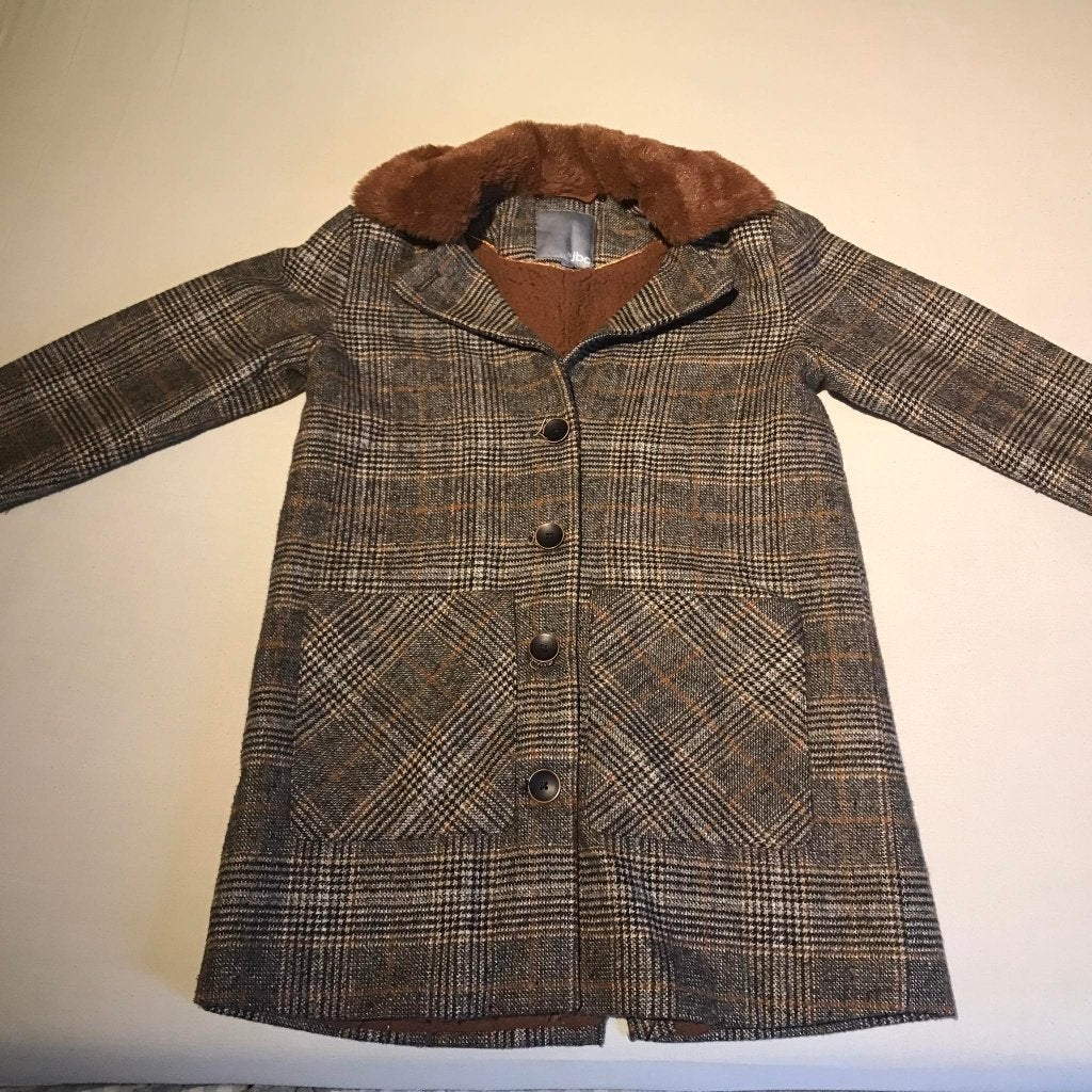Bruine jas / mantel - jbc  - maat 146 / 11 jaar, Kinderen en Baby's, Kinderkleding | Maat 146, Gebruikt, Meisje, Ophalen of Verzenden
