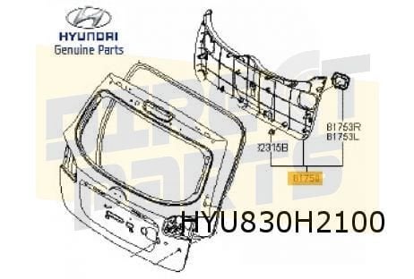 Hyundai Santa Fe achterklepbekleding binnenzijde (3/10-9/12), Neuf, Arrière, -, Haillon arrière