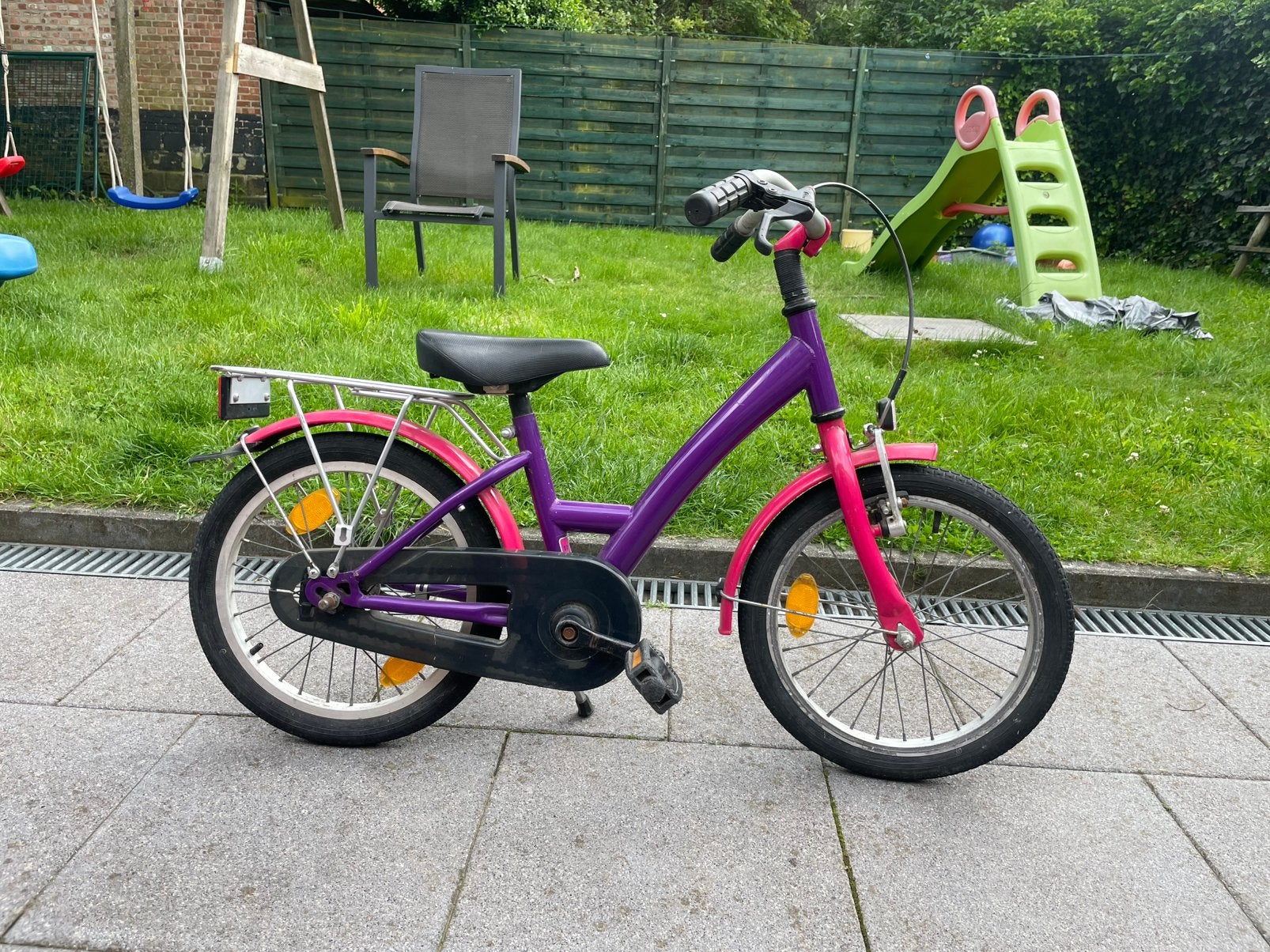 Kinderfiets paars/roze 16 inch, Enlèvement, Utilisé, 16 à 20 pouces