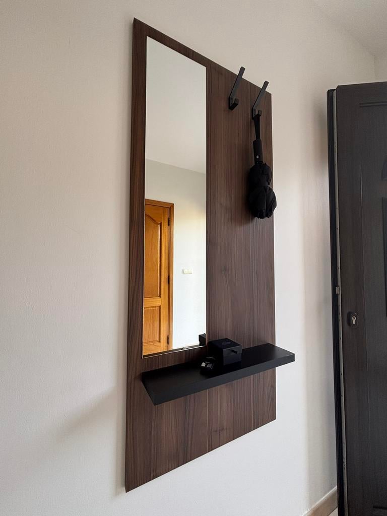 Meuble d’entrée moderne avec miroir et porte-manteaux, Neuf, Enlèvement ou Envoi, 50 à 75 cm, 100 à 150 cm