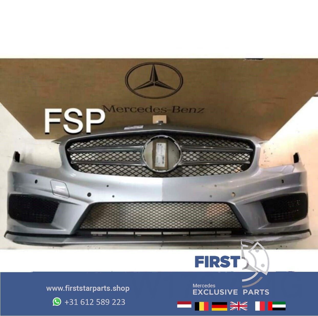 W176 AMG Voorbumper Mercedes A Klasse COMPLEET 2015 ZWART WI, Utilisé, -, Avant, -