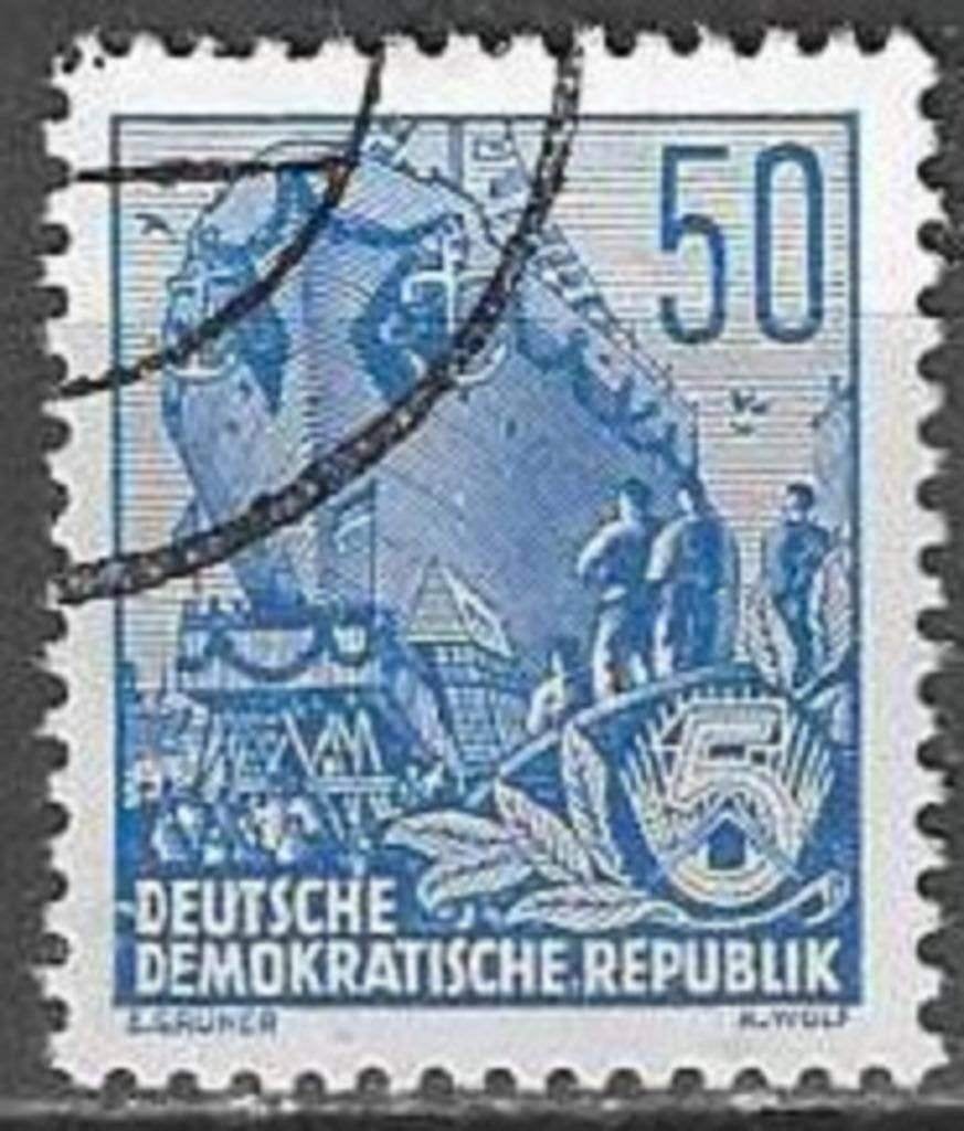 Allemagne DDR 1957-1959 - Yvert 321 B - Plan quiquenna (ST), Envoi, RDA, Affranchi