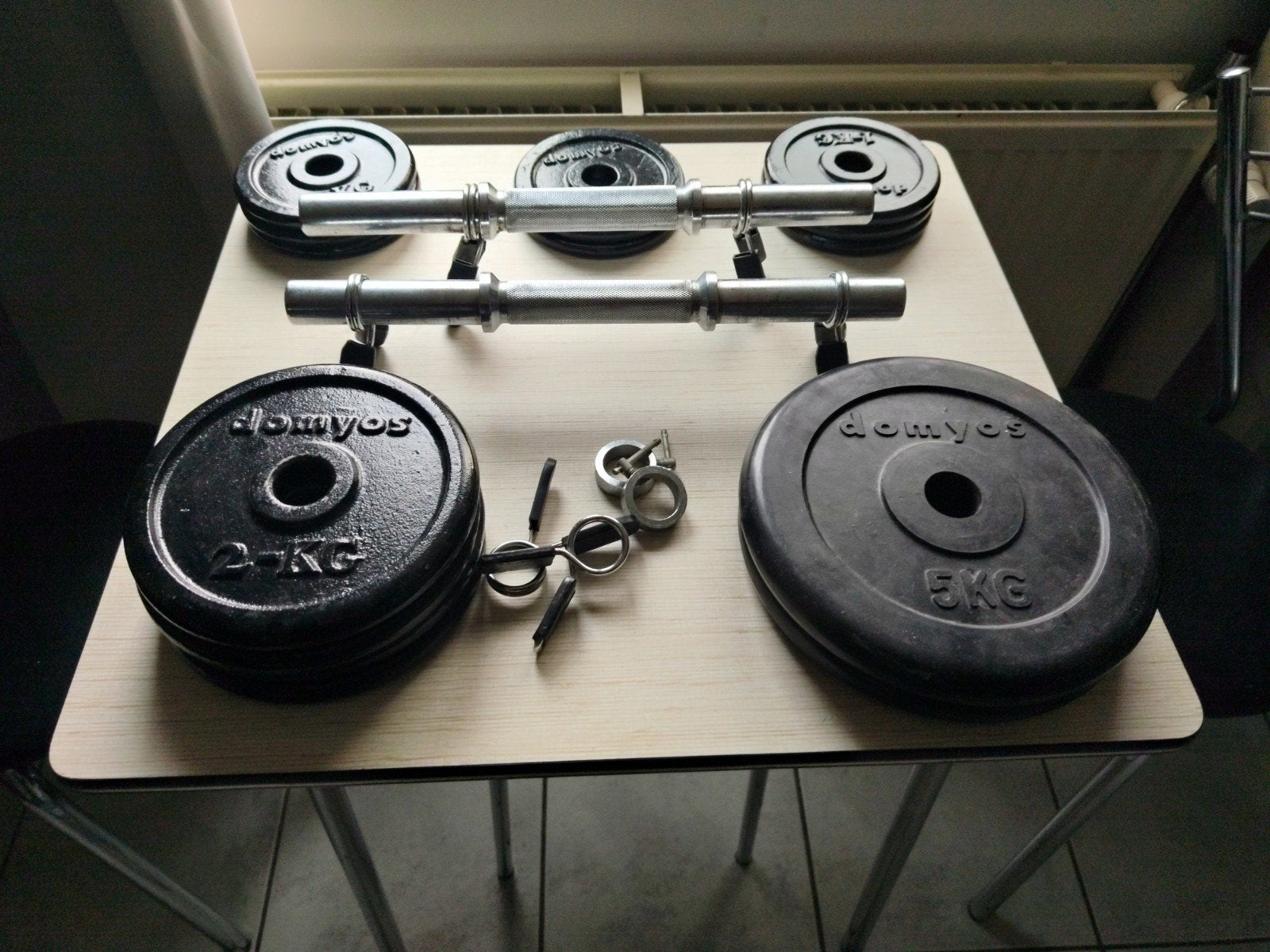halters met gewichten, Sport en Fitness, Ophalen, Gebruikt