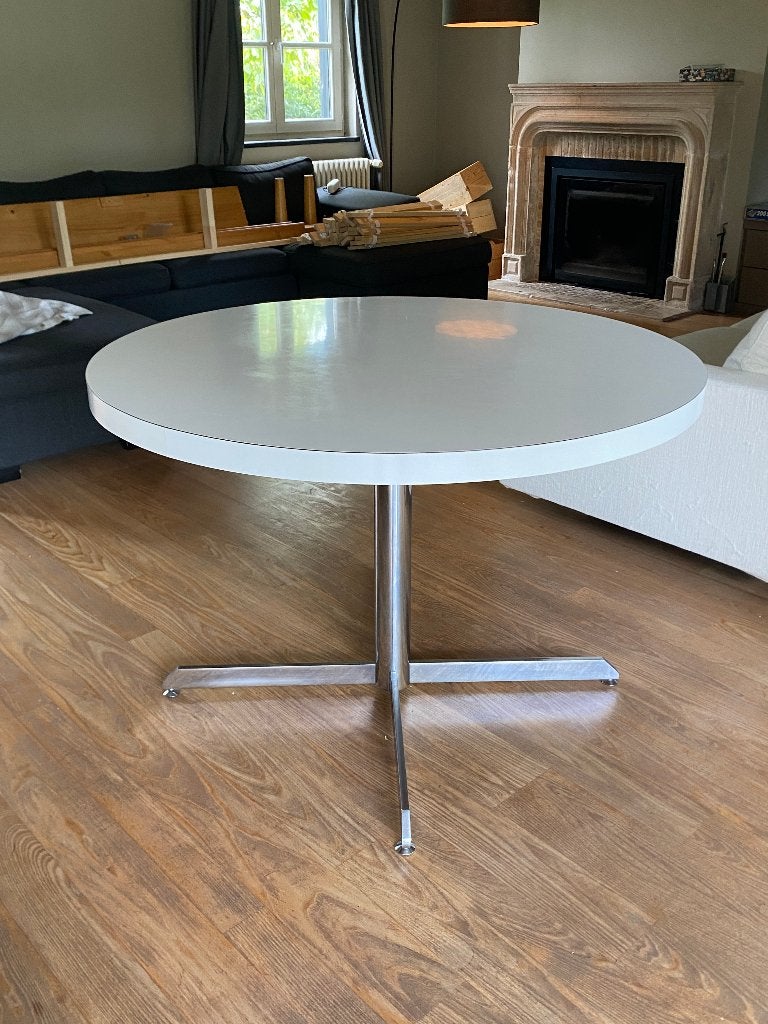 Vintage ronde eettafel jaren 70, Enlèvement, Utilisé, Quatre personnes, 100 à 150 cm