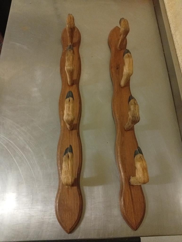 Paar vintage hertenpoothaken -, Huis en Inrichting, Ophalen, Hout
