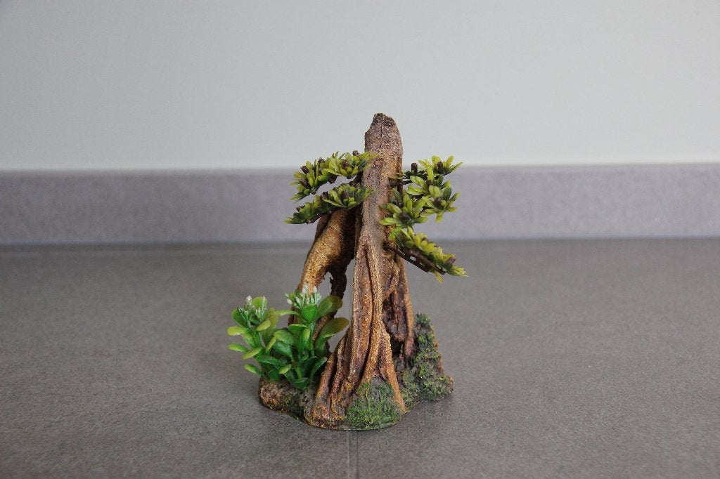 Aquariumdecoratie - boomstronk met kunstplanten, Ophalen, Zo goed als nieuw, Kunstplant, Onderhoudsvrij