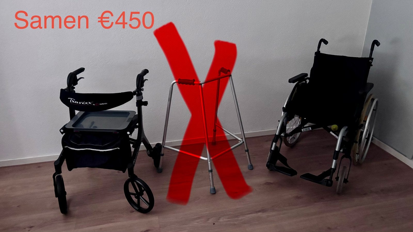 Travixx lichtgewicht rollator + GARANTIE+ tas + dienblad+, Ophalen, Opvouwbaar, Zo goed als nieuw