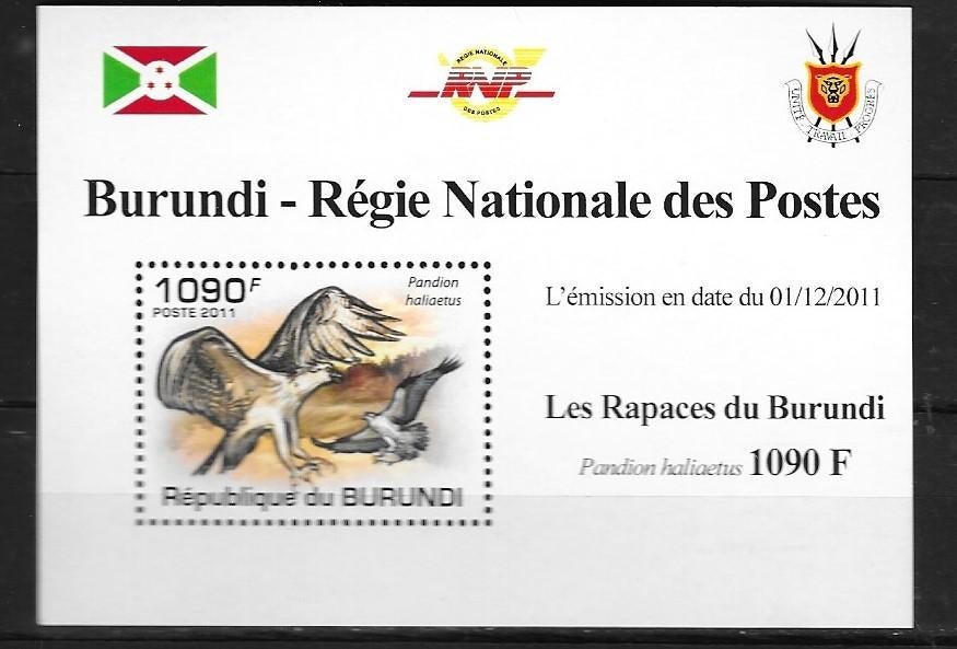Timbres animaux oiseaux Burundi rapaces, Verzenden, Postfris