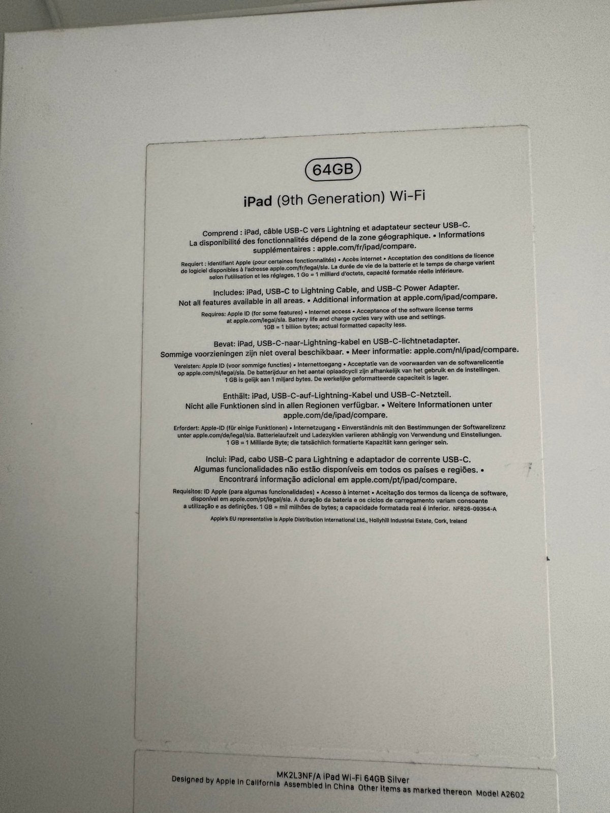 Apple iPad 9th generation, Computers en Software, Overige modellen, 64 GB, Wi-Fi, Zilver