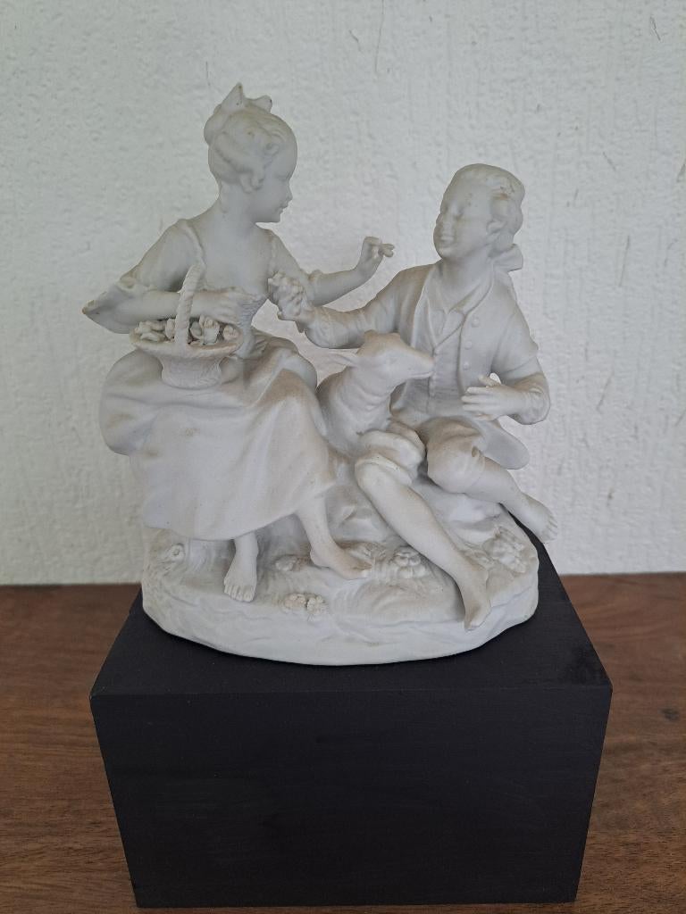 Porseleinen romantische scène in rococo-stijl, Antiek en Kunst, Ophalen