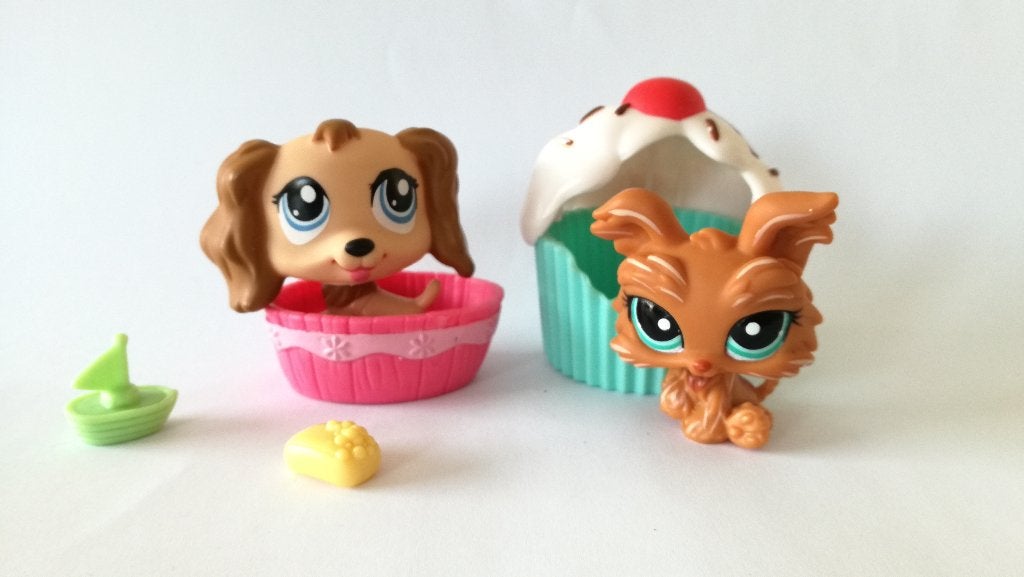 Littlest Pet Shop Doggies 1318 Spaniel 1407 Yorkie, Collections, Jouets miniatures, Utilisé, Enlèvement ou Envoi