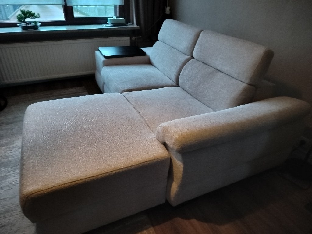 Compacte salon van ongeveer 2m30, Ophalen, Tweepersoons, Zo goed als nieuw, Stof