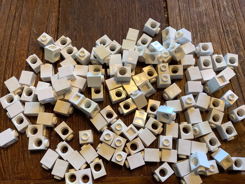 Lego Technic Brick 1x1with Hole Wit 130 st / 379-11, Lego, Ophalen of Verzenden, Zo goed als nieuw, Technic