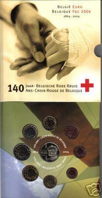 België: EURO-jaarset 2004 - Rode kruis (8 munten), Verzenden, Setje