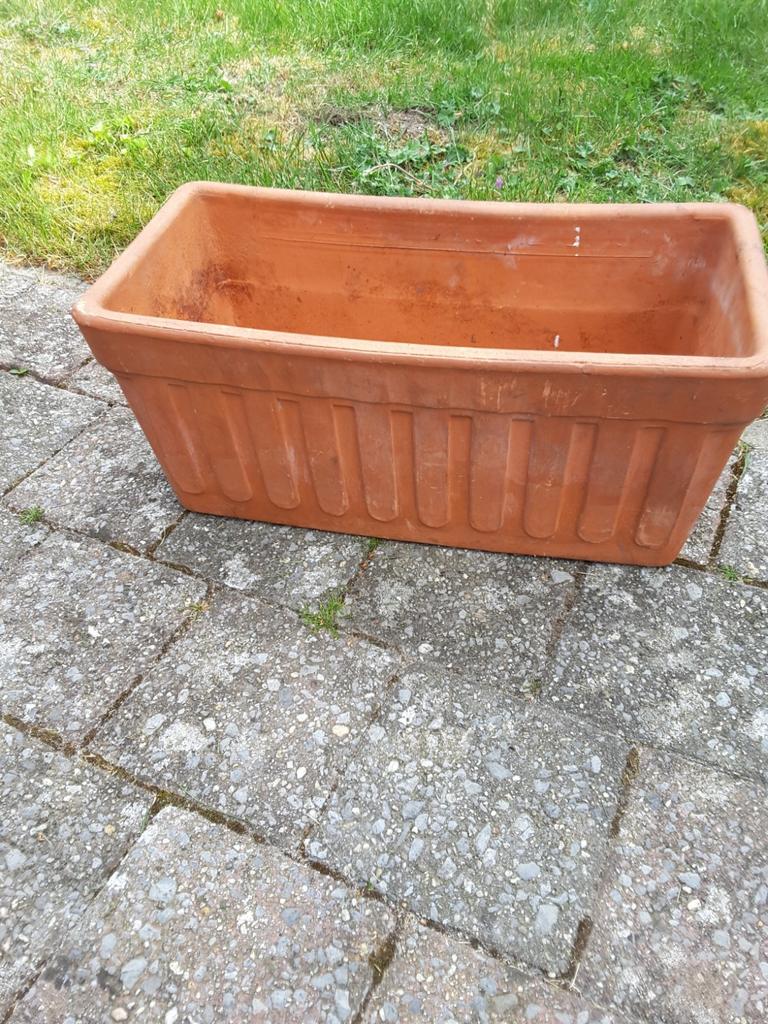 5 zware terracotta plantenbakken, Jardin & Terrasse, Bacs à fleurs & Jardinières, Comme neuf, Jardin, Rectangulaire, Enlèvement