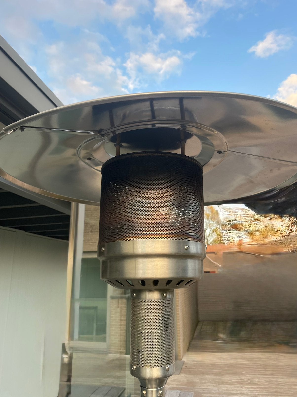 Terrasverwarmer op gasfles, Ophalen, Gebruikt, Gas, Parasol