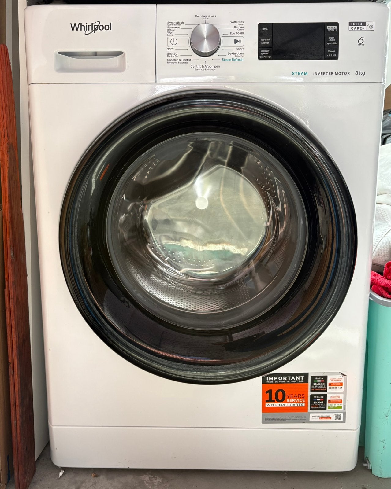 Machine à laver Whirlpool en excellent état, 1200 à 1600 tours, 6 à 8 kg, Classe énergétique A ou plus économe, Comme neuf