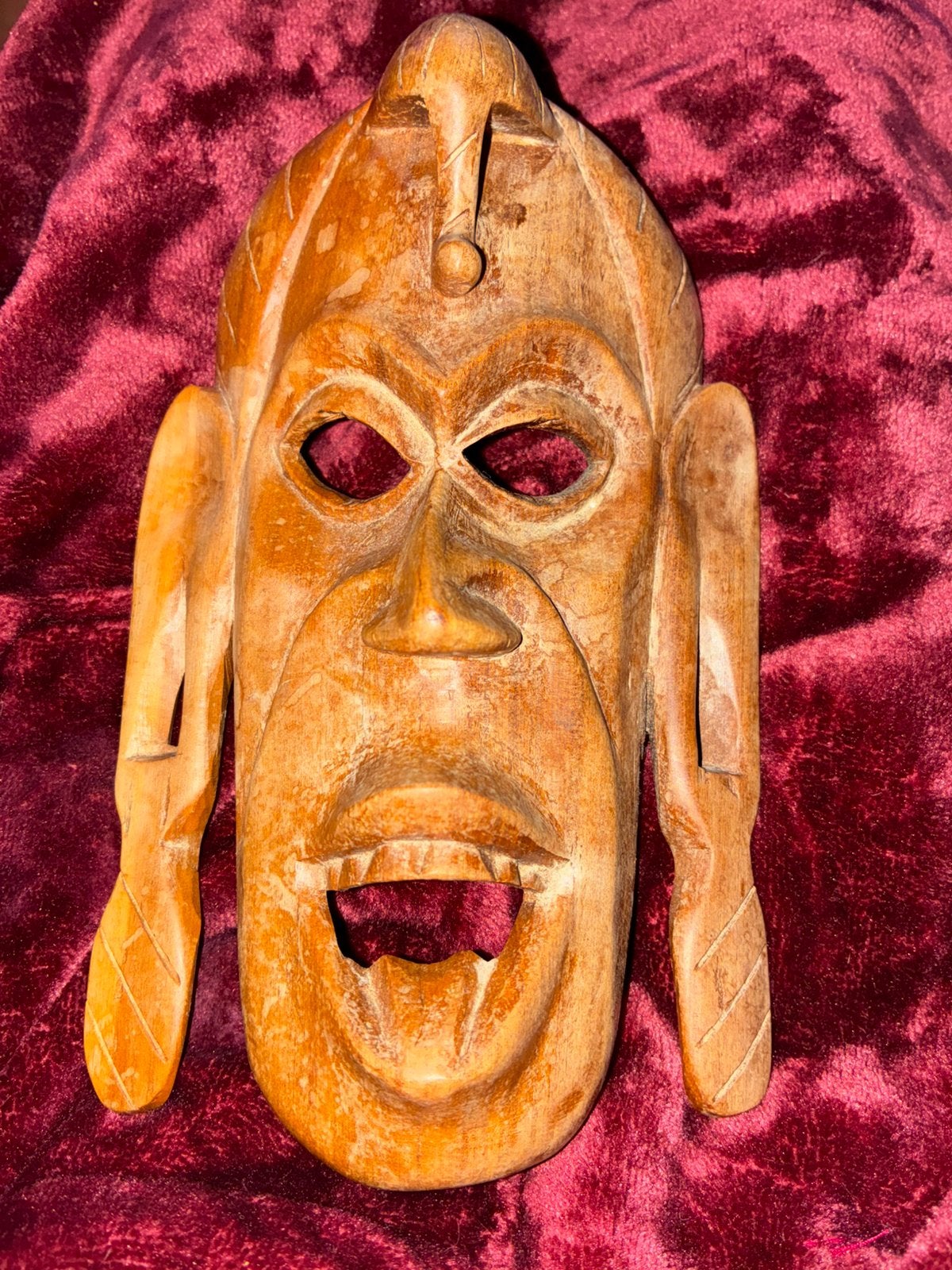 Masque africain en bois sculpté – pièce décorative vintage, Bois, Enlèvement ou Envoi, Figures, Effet 3D