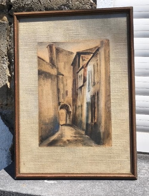 Pastel ruelle de Bruxelles signe claire paques, Enlèvement ou Envoi
