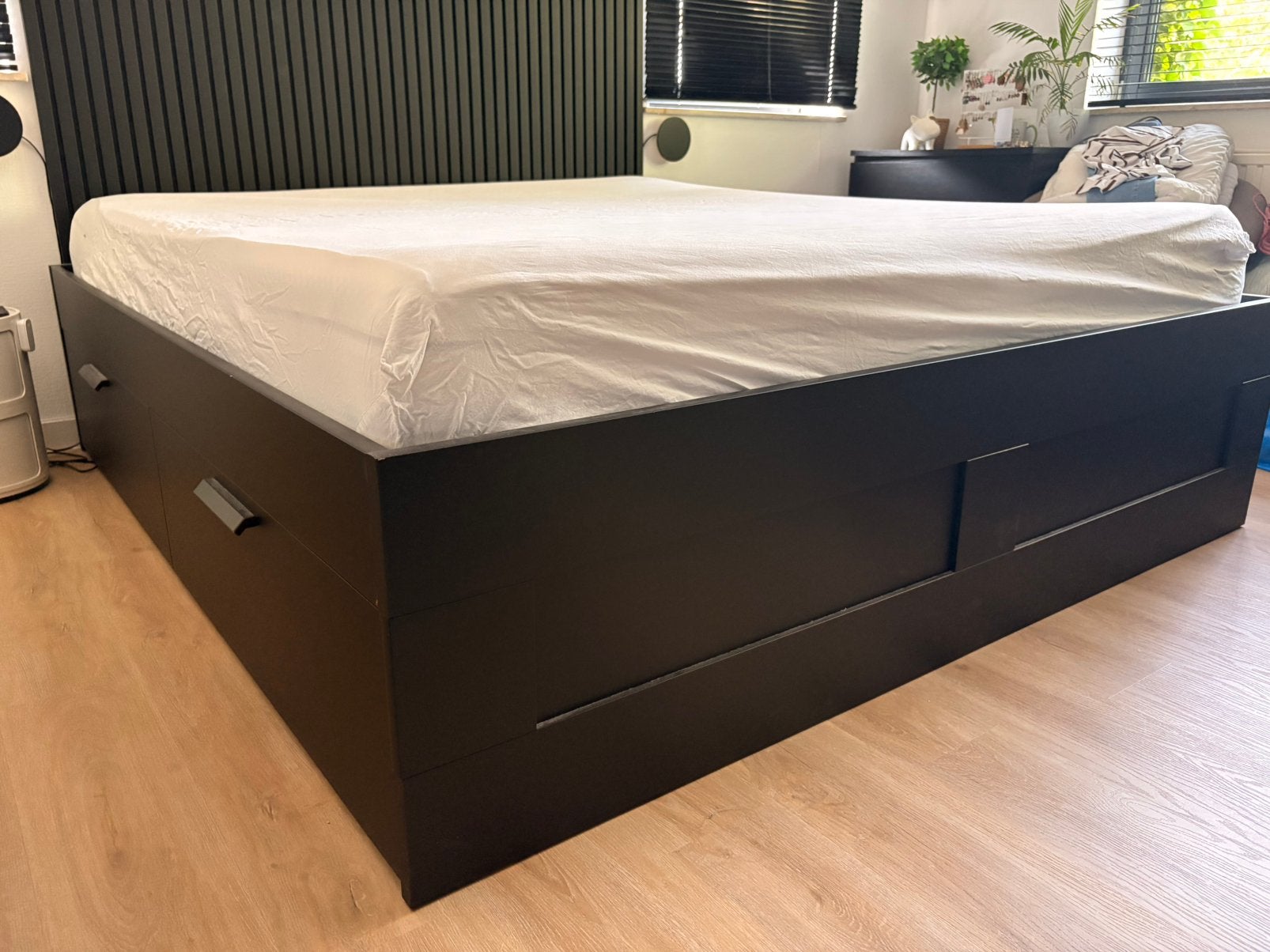 Bed met lades, Ophalen, Zo goed als nieuw, Zwart