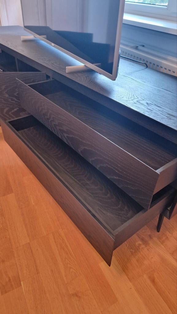 Lage tv kast met opbergmogelijkheden, Comme neuf, Enlèvement, 70 cm ou moins, Noir