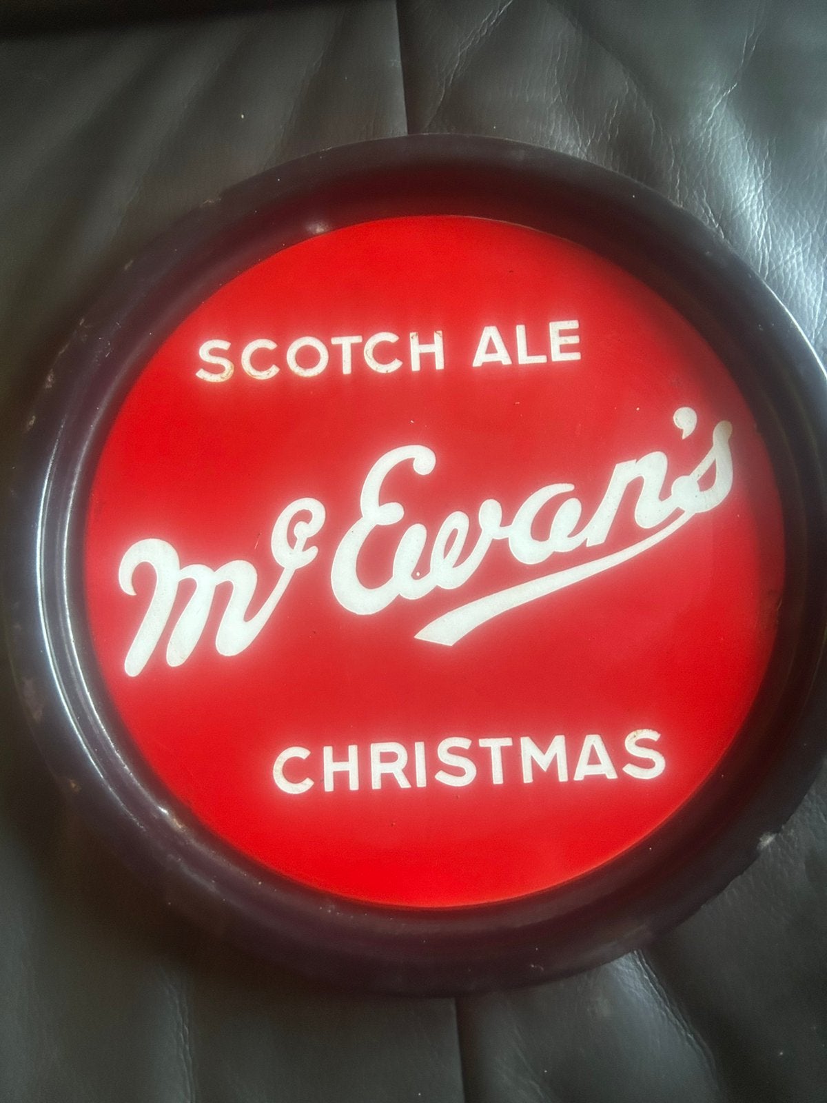 Emaille plateau scotch ale mc ewans christmas, Ophalen, Gebruikt, Reclamebord, Plaat of Schild, Overige merken
