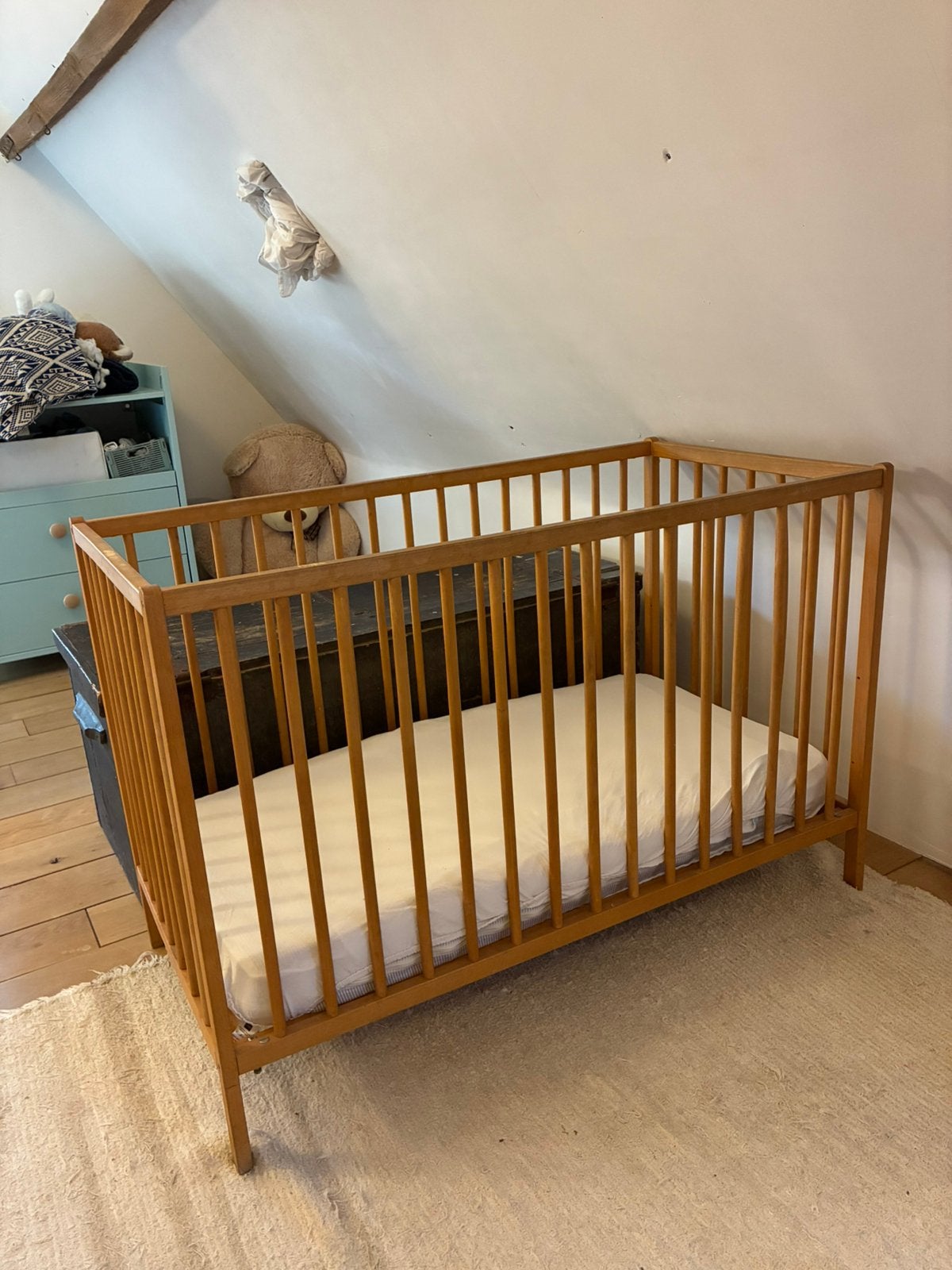 Vintage houten babybed, Ophalen, Gebruikt