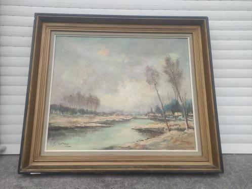 huile sur toile paysage signe jules lepage, Antiek en Kunst, Ophalen of Verzenden
