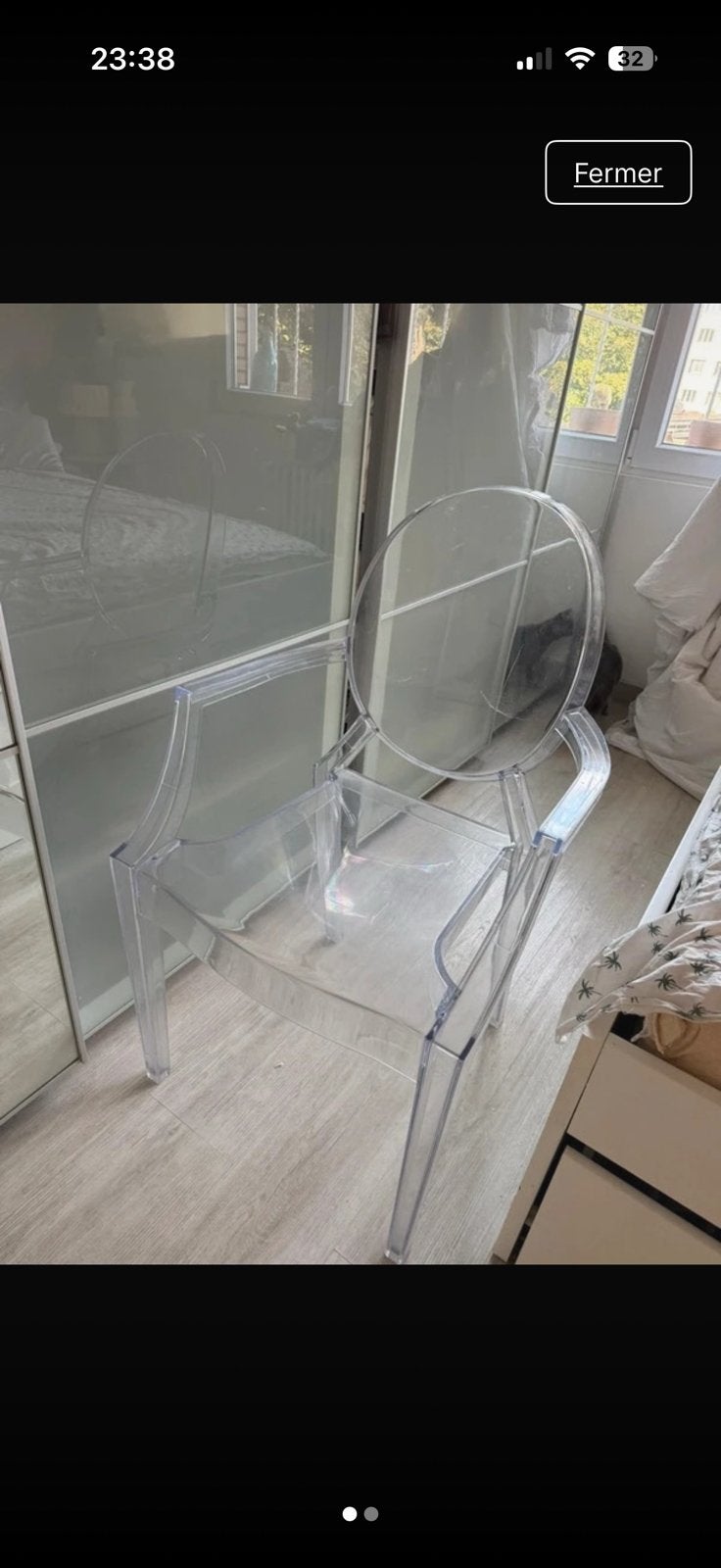 Deux chaises transparantes plastique, Maison & Meubles, Enlèvement ou Envoi, Utilisé, Autres couleurs, Deux