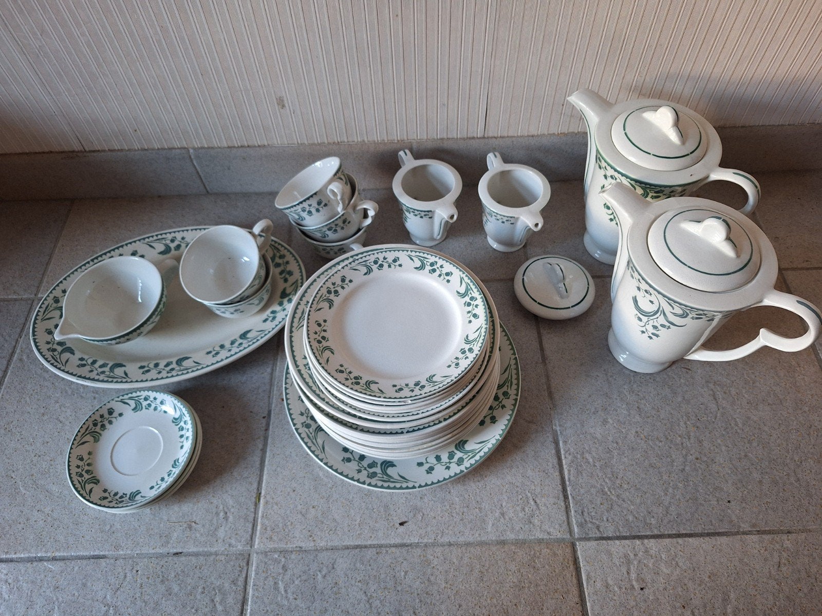 Frans vintage Sarreguemines servies – meiklokjes, Ophalen, Klassiek, Bord(en)