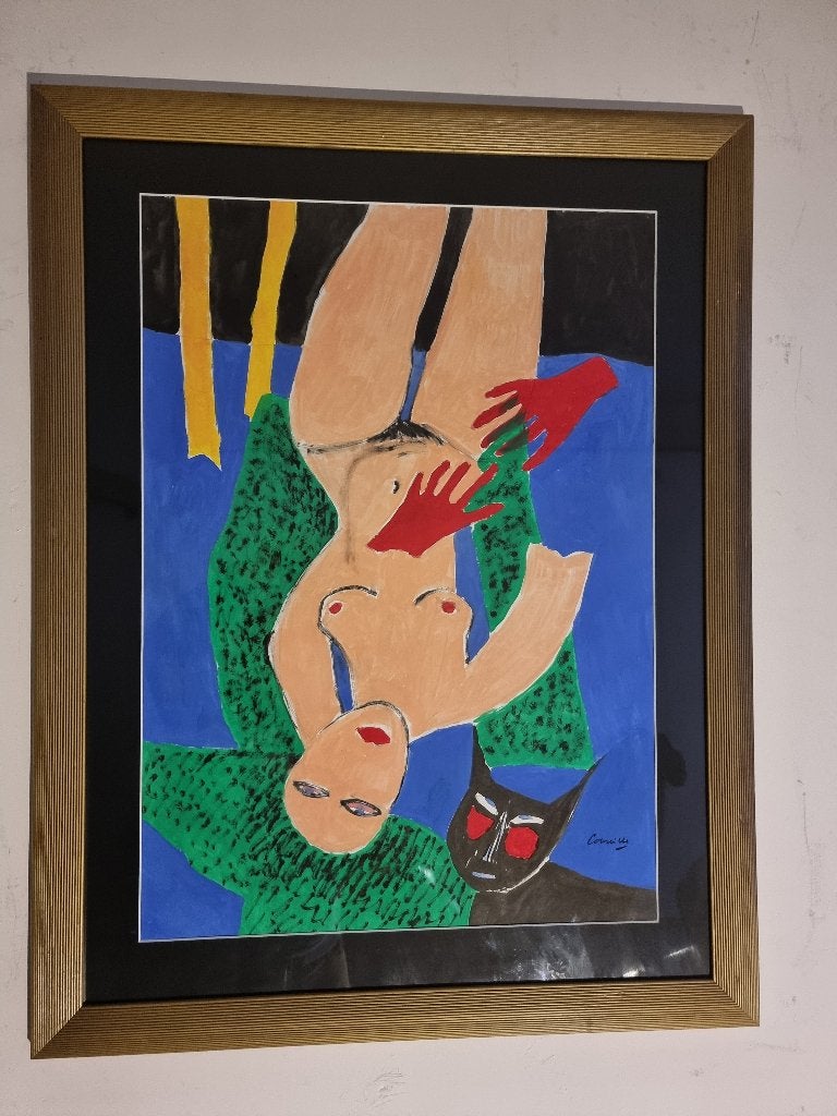 Prachtige Olie tekening Corneille klaar voor aan de muur, Ophalen, Gesigneerd, Tekening, Papier