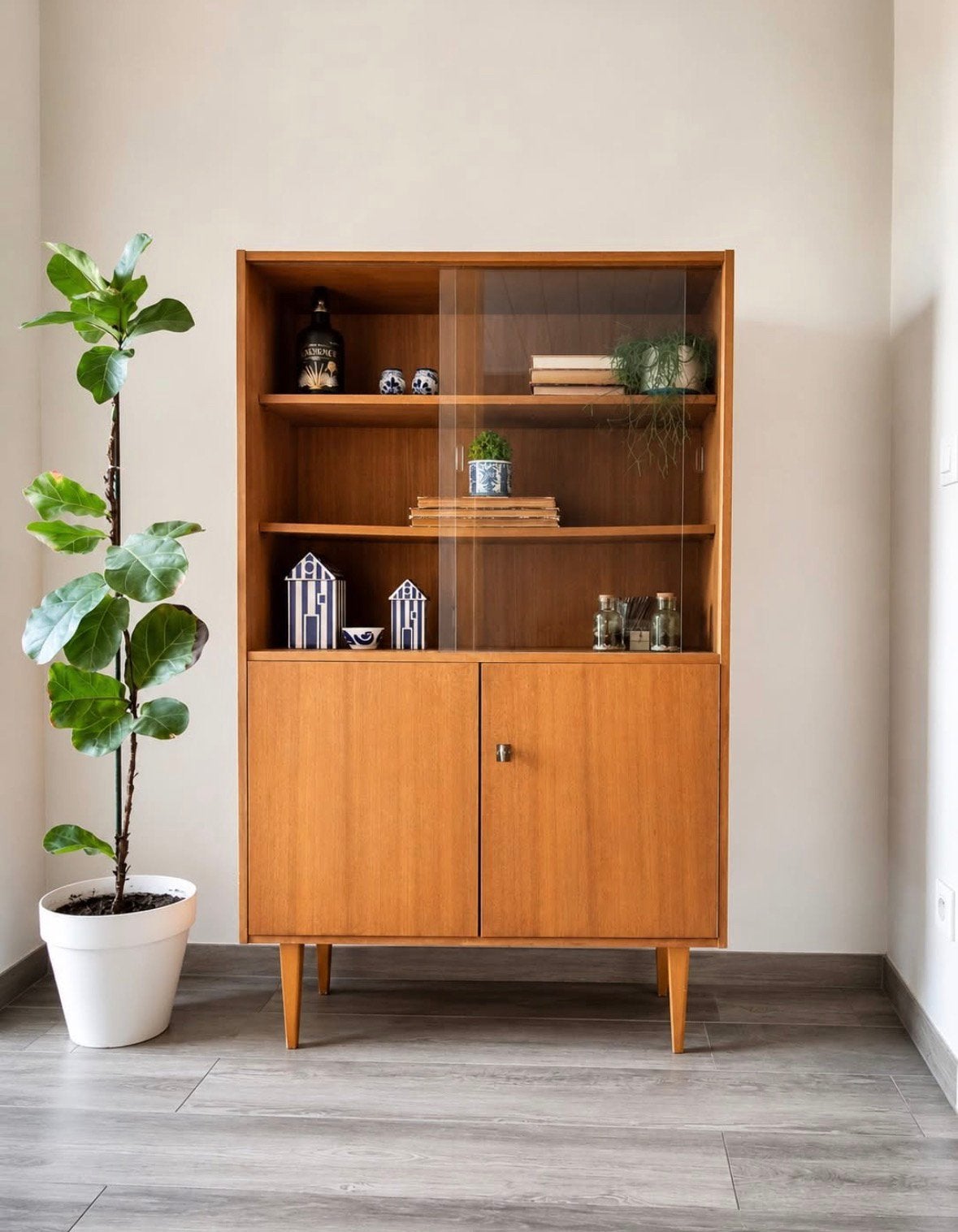 Vintage vitrinekast, Huis en Inrichting, Ophalen, Gebruikt