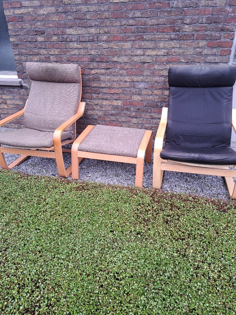 2 zetels + voetbank, Huis en Inrichting, Zetels | Zetels, Ophalen, Gebruikt, Eenpersoons, Minder dan 75 cm