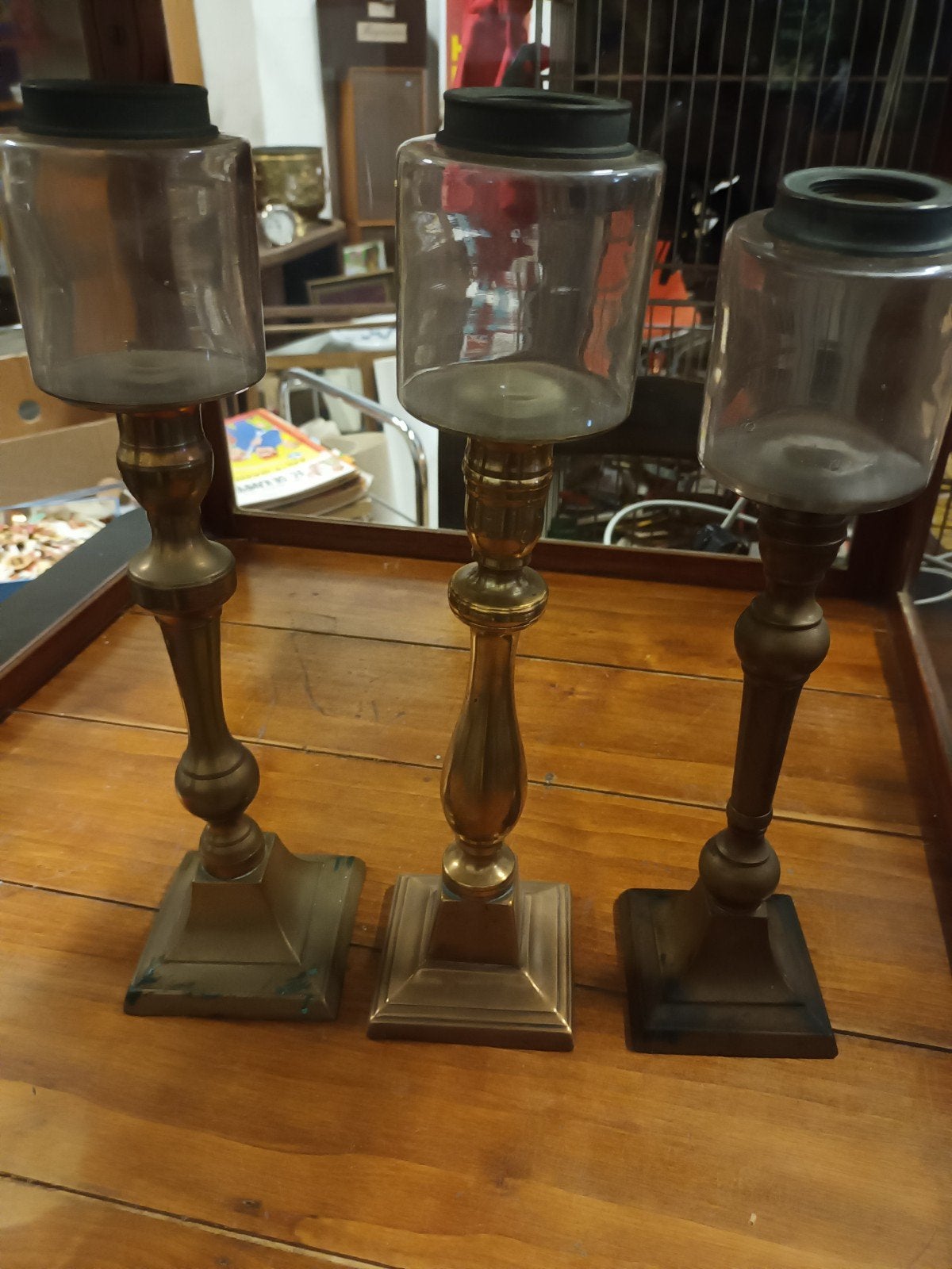 Messing hurricane kandelaars, Enlèvement ou Envoi, Verre
