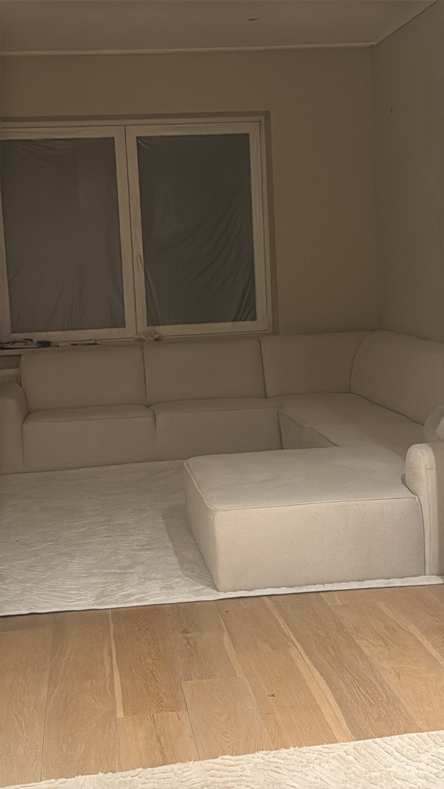 Hoeksalon 370x278cm- stof beige, Provincie West-Vlaanderen