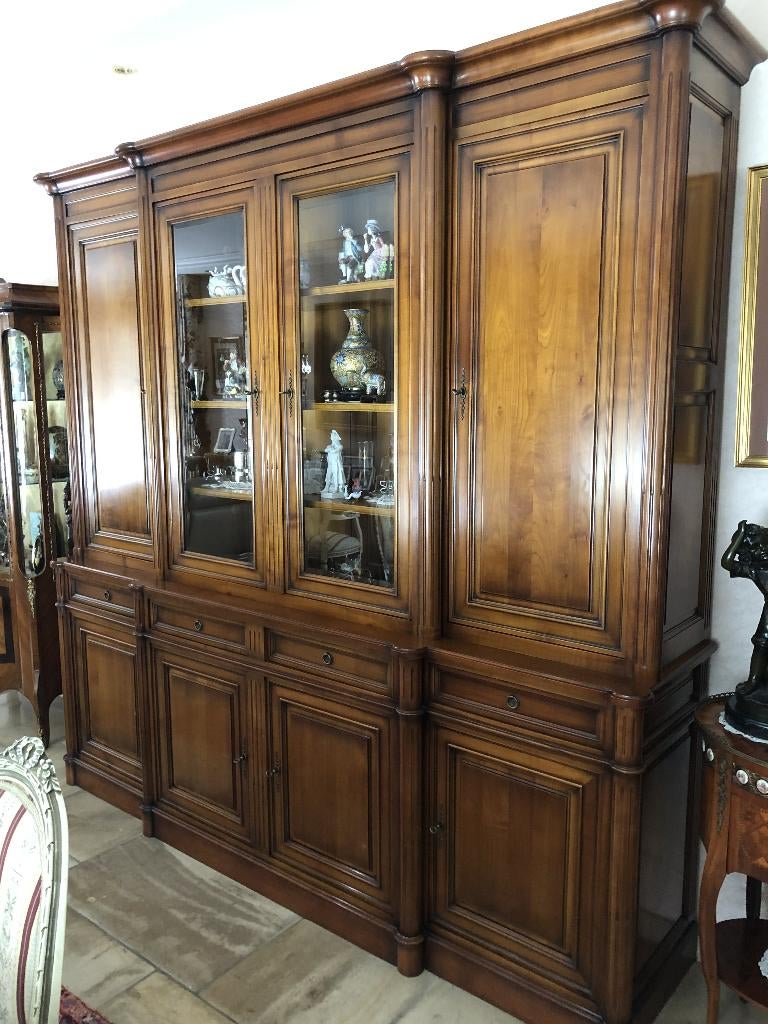 Meuble de bibliothèque Tricoire Chantilly en cerisier massif, 25 à 50 cm, 200 cm ou plus, Avec tablette(s), Enlèvement