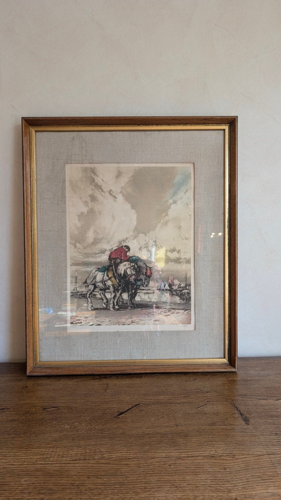 Aquatint ets op papier Ferdinand-Jean Liguini, Antiek en Kunst, Ophalen, Ets, Genummerd