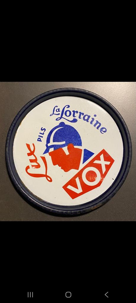 Bierschotel emaille vox pils la lorraine, Verzamelen, Ophalen of Verzenden