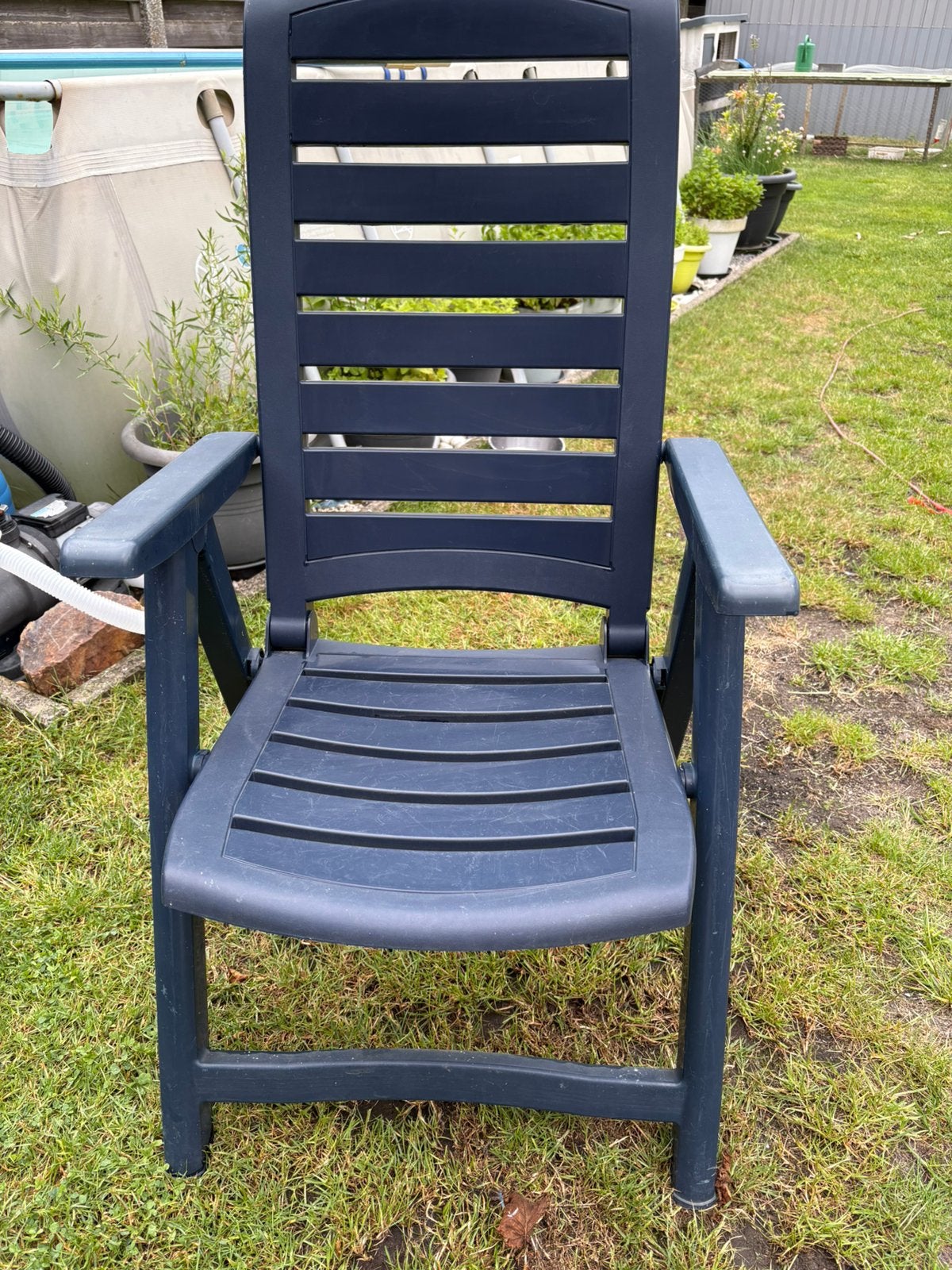 4 tuinstoelen te koop, 3 dezelfde soort en 1 ander soort, Jardin & Terrasse, Chaises de jardin, Enlèvement, Utilisé, Plastique