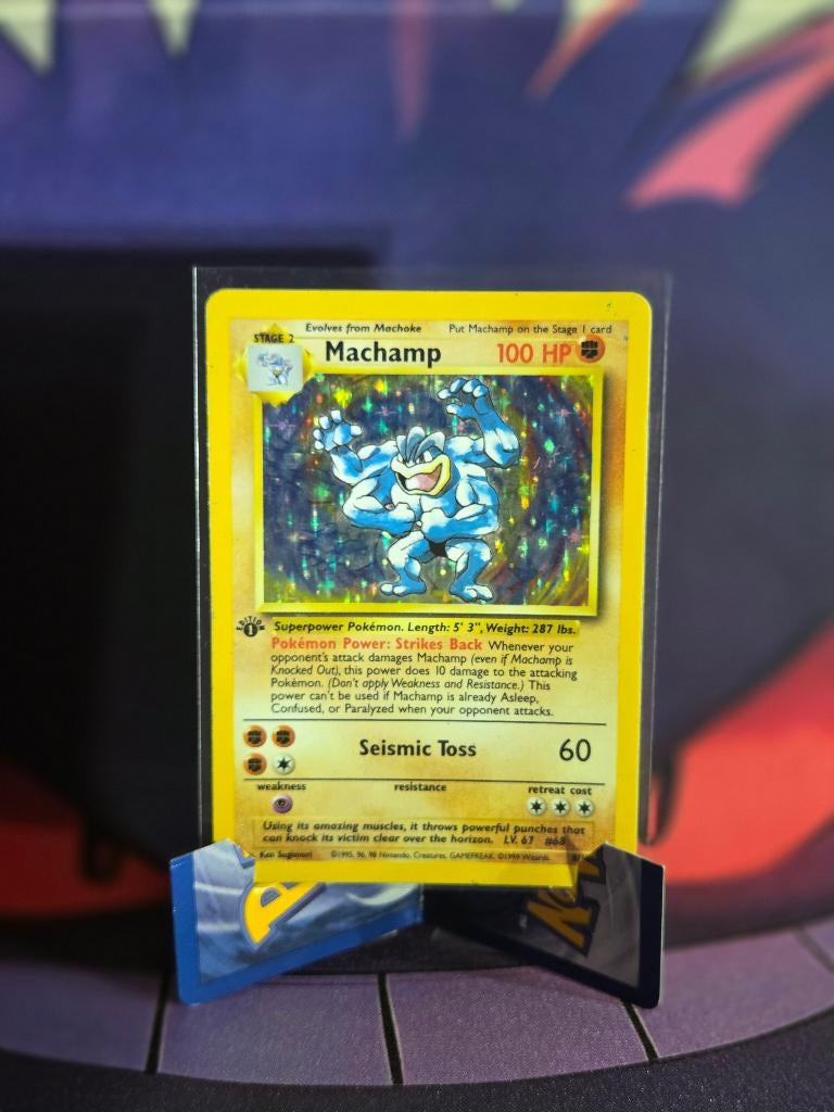 Pokémon Machamp Holo 8/102 Base Set 1st Edition, Ophalen of Verzenden, Foil